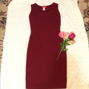 Maroon dress.